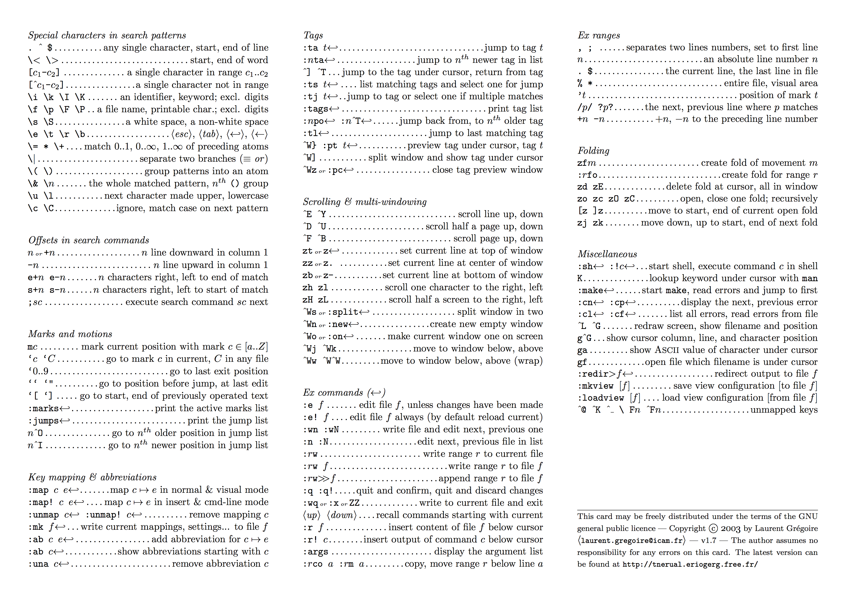 VIM QUICK REFERENCE CARD 2