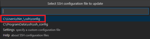  Users\user.ssh\config 클릭 