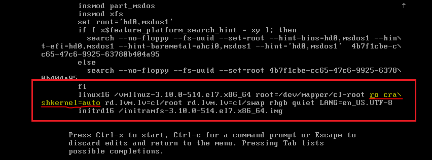 编辑 CentOS Linux 引导加载程序文件