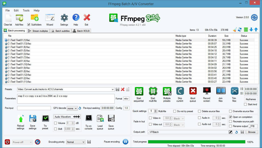ffmpeg concat video files