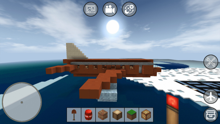 A beautifully constructed airplane in the Mini Block Craft game