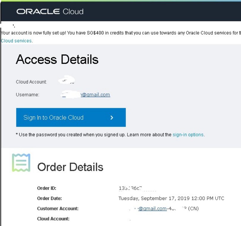 成功通过oraclecloud审核后会收到邮件