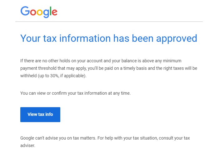 谷歌Adsense 税务信息