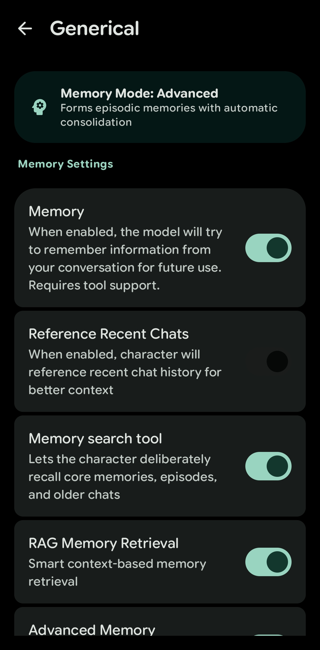 Memory Settings