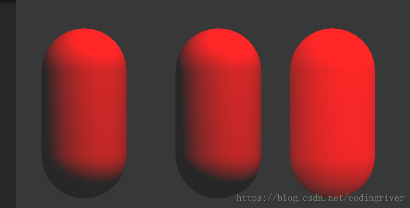 右边是半兰伯特光照效果，左边是兰伯特逐顶点光照，中间是兰伯特逐像素光照