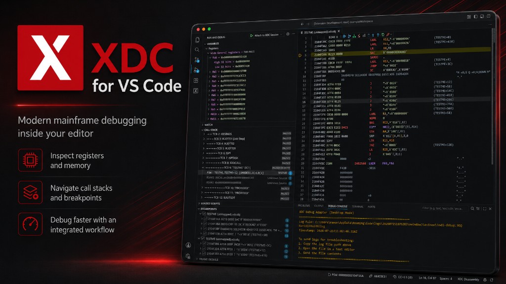 XDC for VS Code — modern mainframe debugging inside your editor