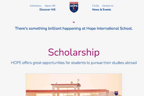 Illustration of Hope International School Website