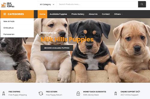 Illustration of Milk Hills Puppies Website