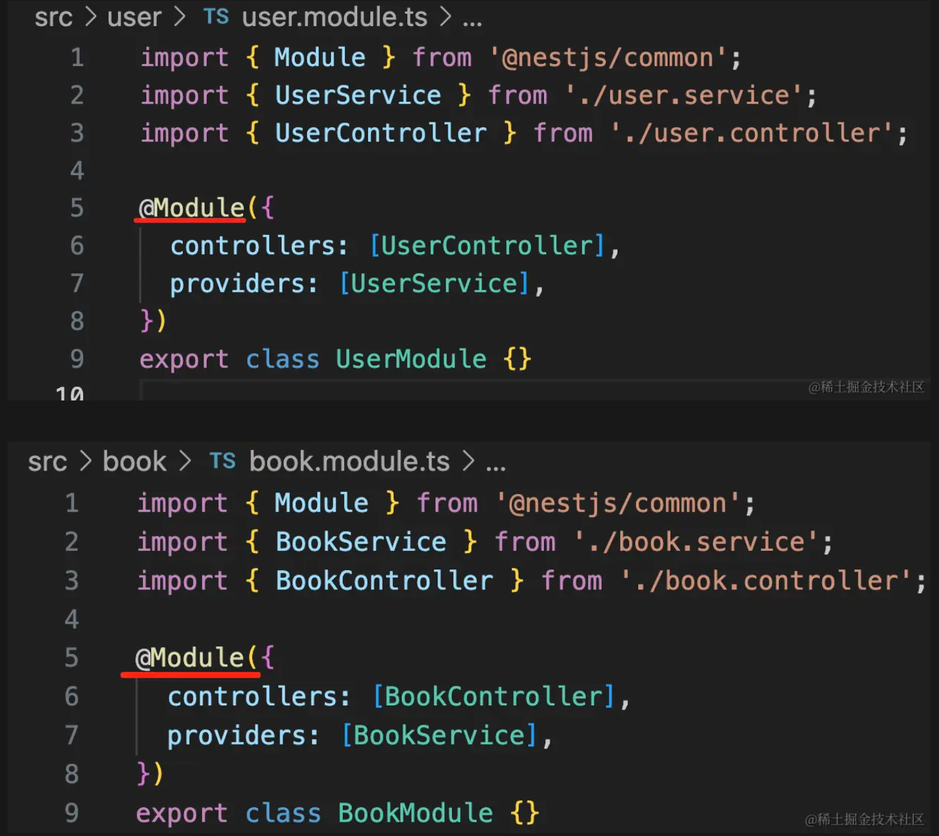 模块里都包含controller 和 service