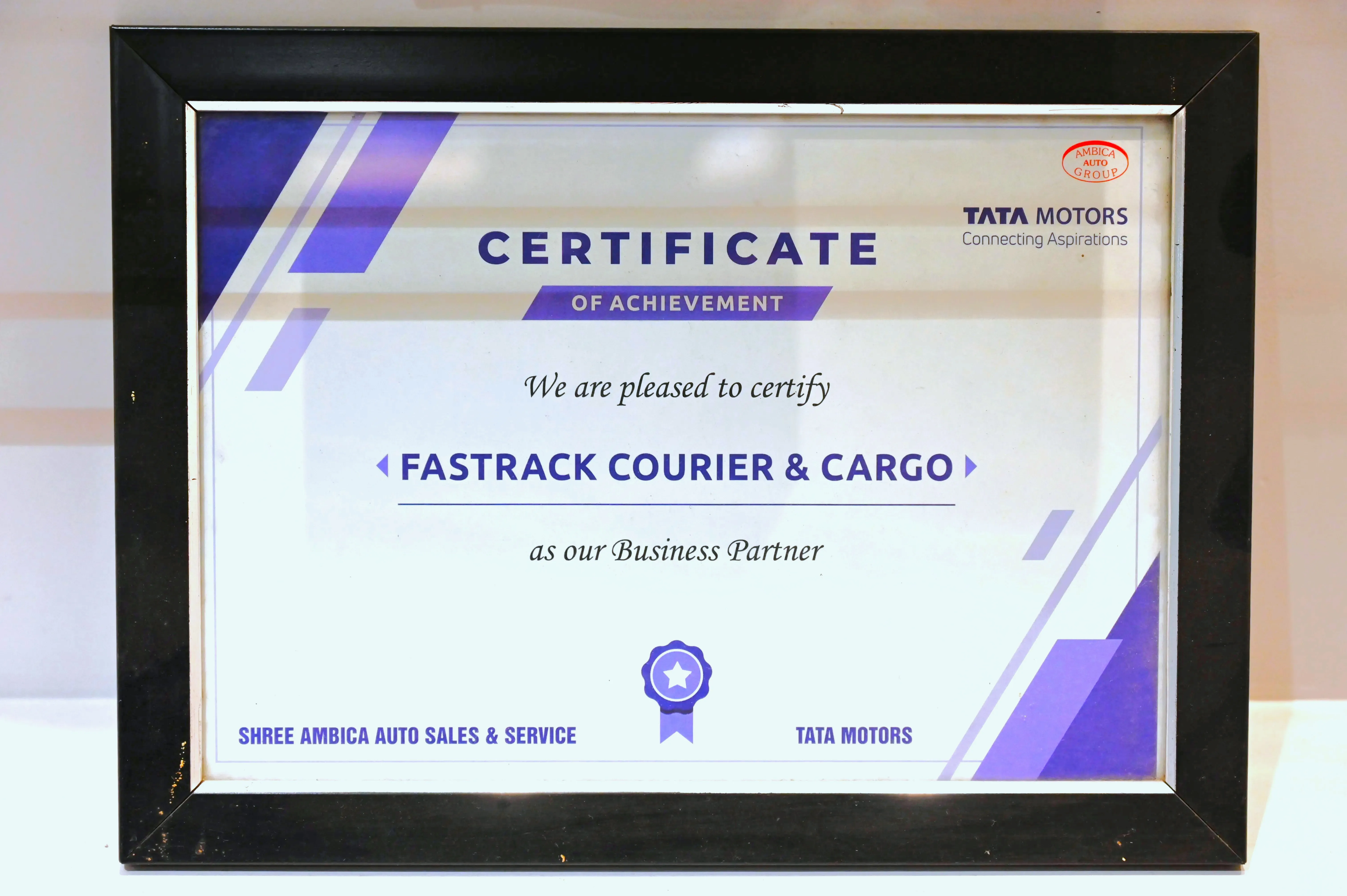 Tata Motors Partnership Certificate