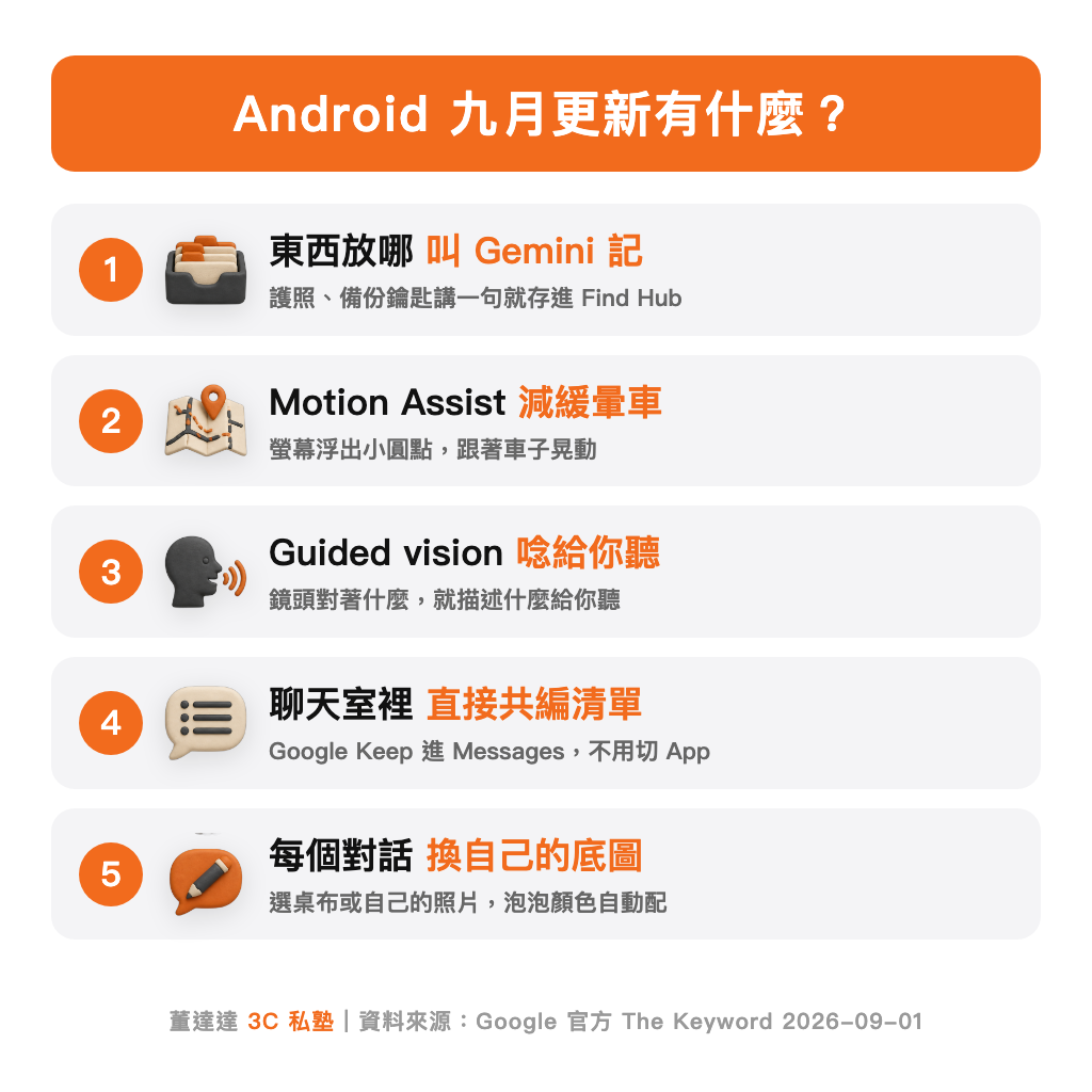 Android 九月更新 5 個新功能總覽