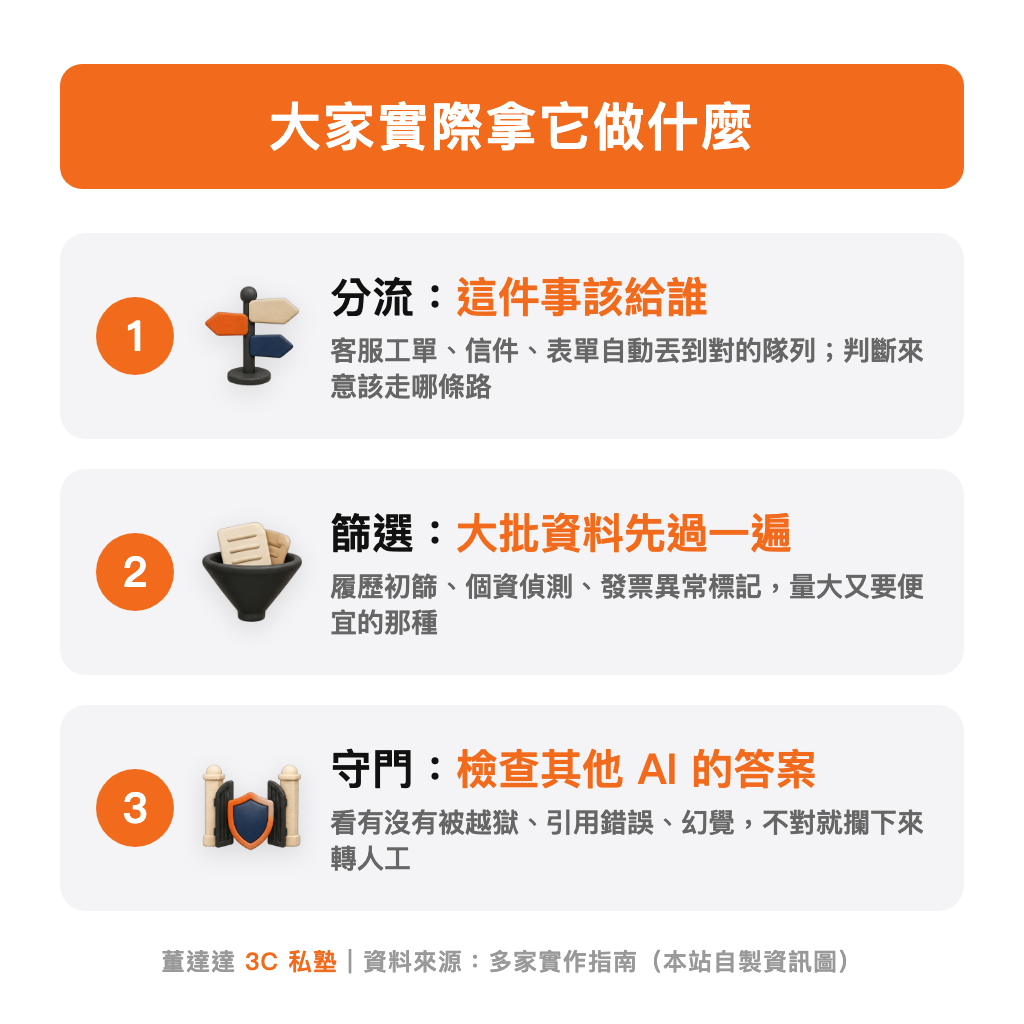 Jev 的三類實際用途：分流、篩選、守門