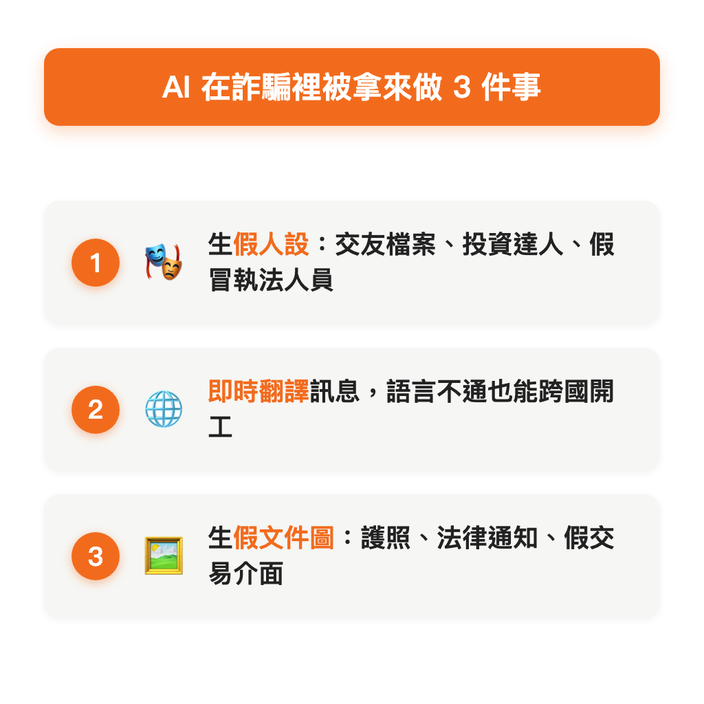 AI 在詐騙裡被拿來做的三件事