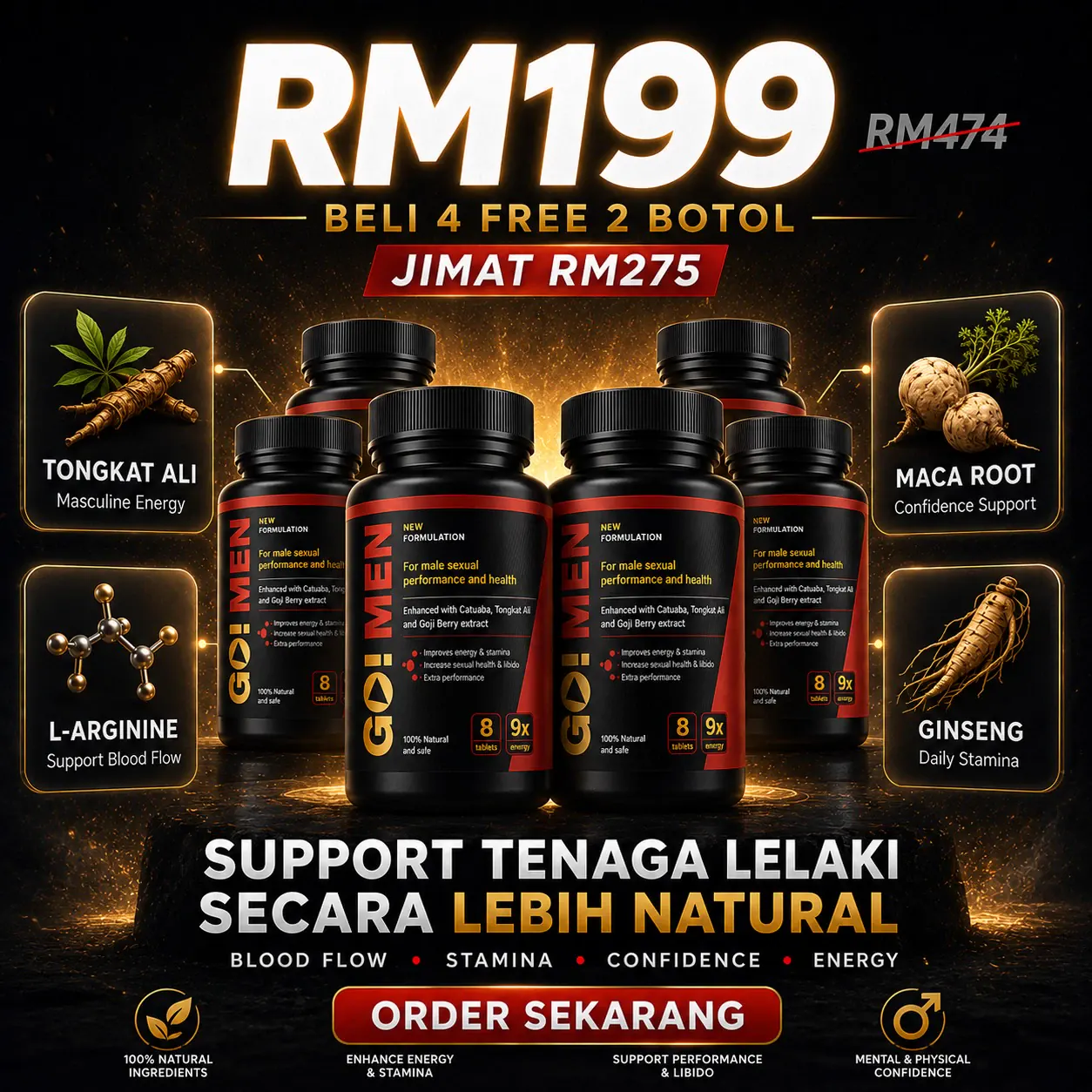 Pakej 6 Botol Go Men (Beli 4 Free 2) - RM199