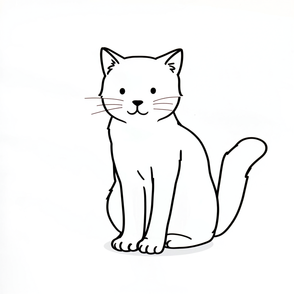 Minimalist Line Art of a Serene Cat| ้ใใใใพใจใ็ซใฎใใใใซ็ท็ป