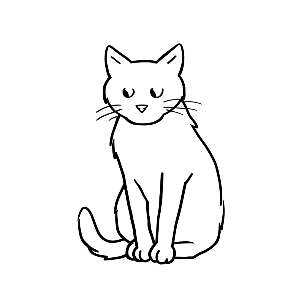 Minimalist Line Art of a Serene Cat| 静けさをまとう猫のミニマル線画 thumbnail
