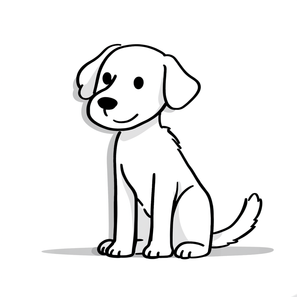 Minimalist Line Art of a Trusting Puppy | ๅญ็ฌใฎใใใใซ็ท็ป