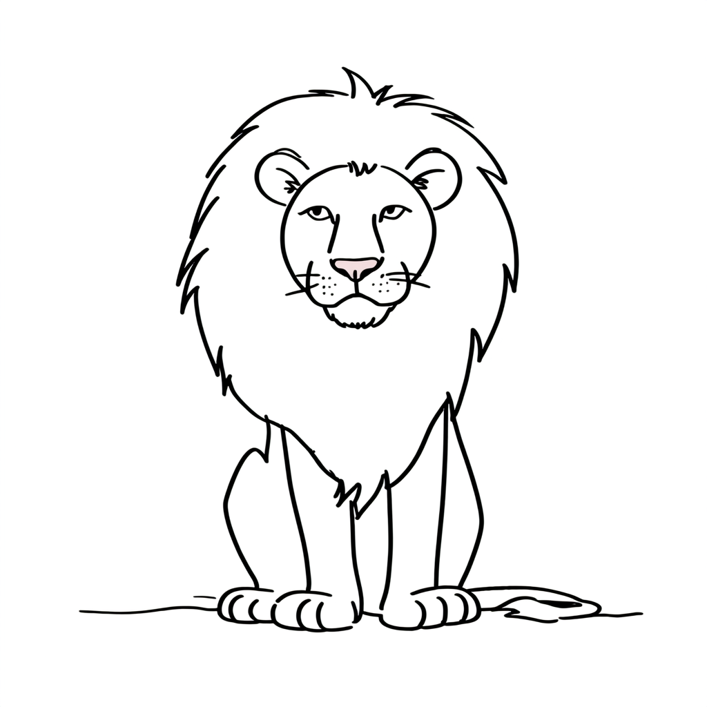 Minimalist Lion Line Art with Round Mane thumbnail