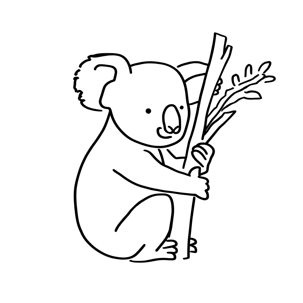 Minimalist Koala Hugging a Branch