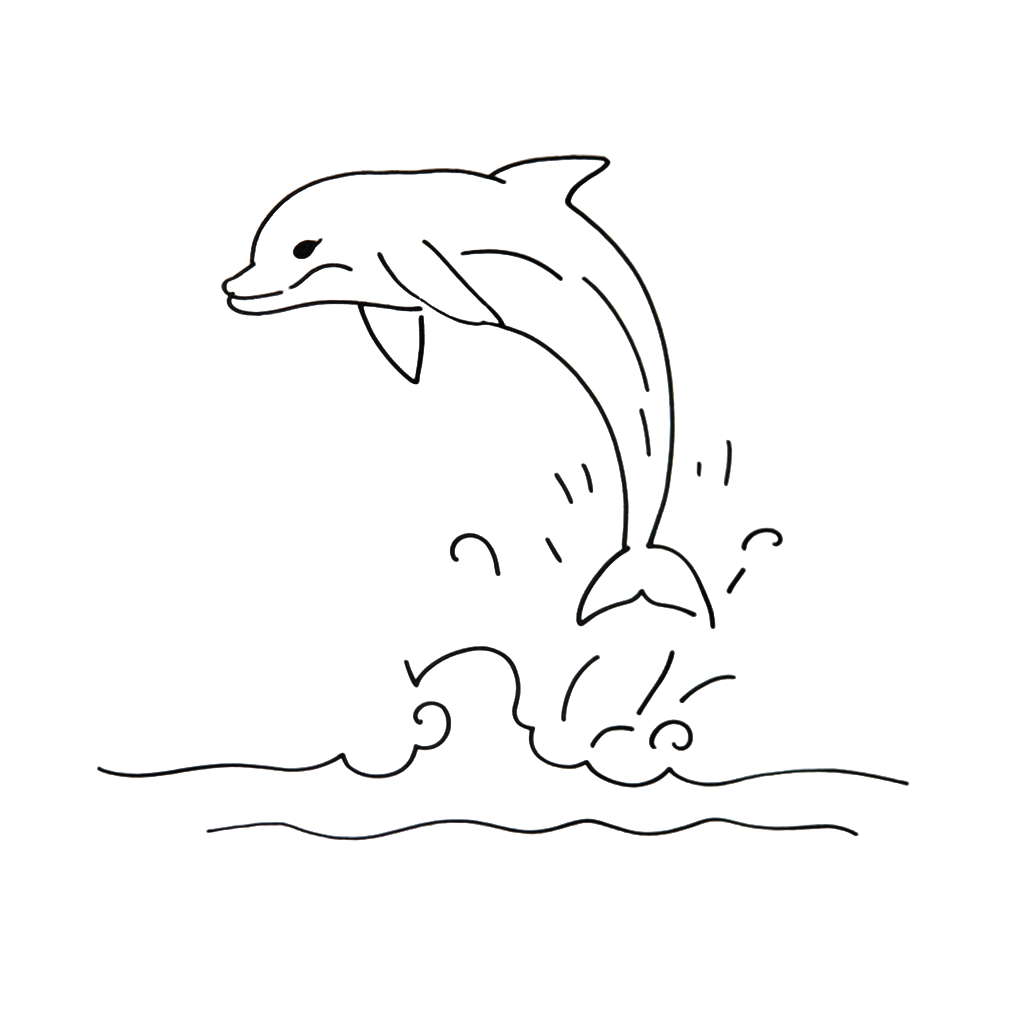 Minimalist Dolphin Leaping Over Waves