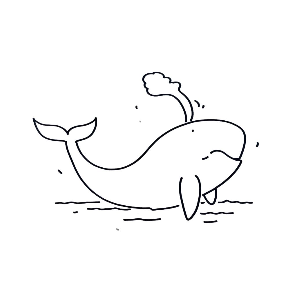 Minimalist Whale Spouting Water