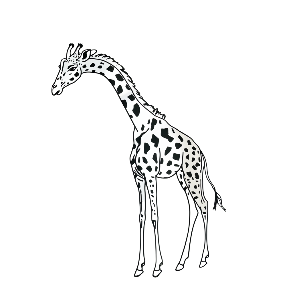 Minimalist Giraffe Line Art Bending Its Neck thumbnail
