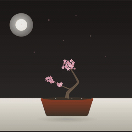 A sakura bonsai grows in the pot, blossoms appearing as the agent runs tool calls