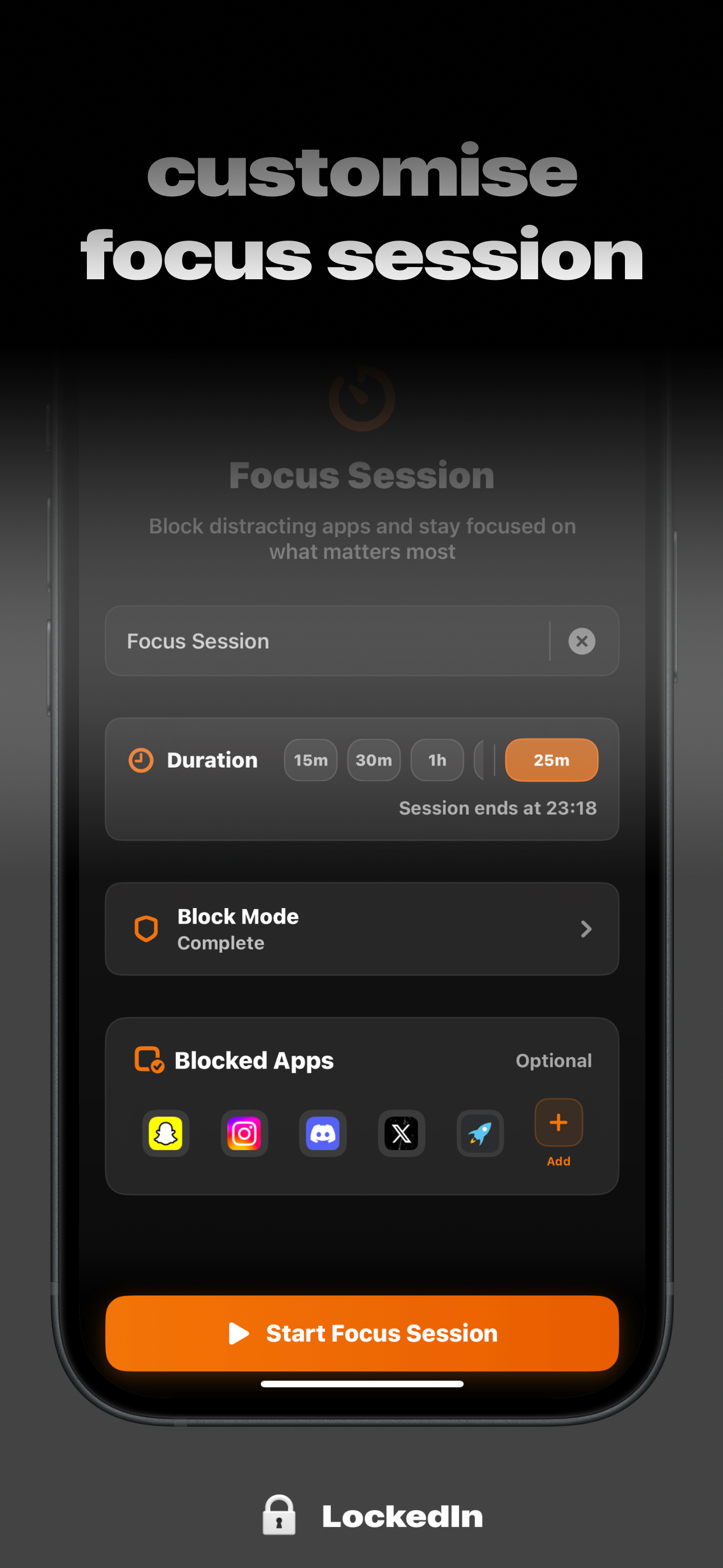 LockedIn Interface - Settings