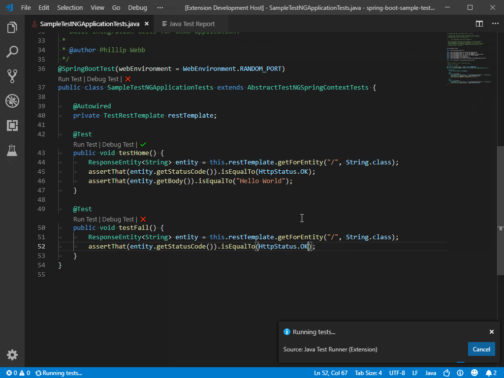 visual studio code debug tests