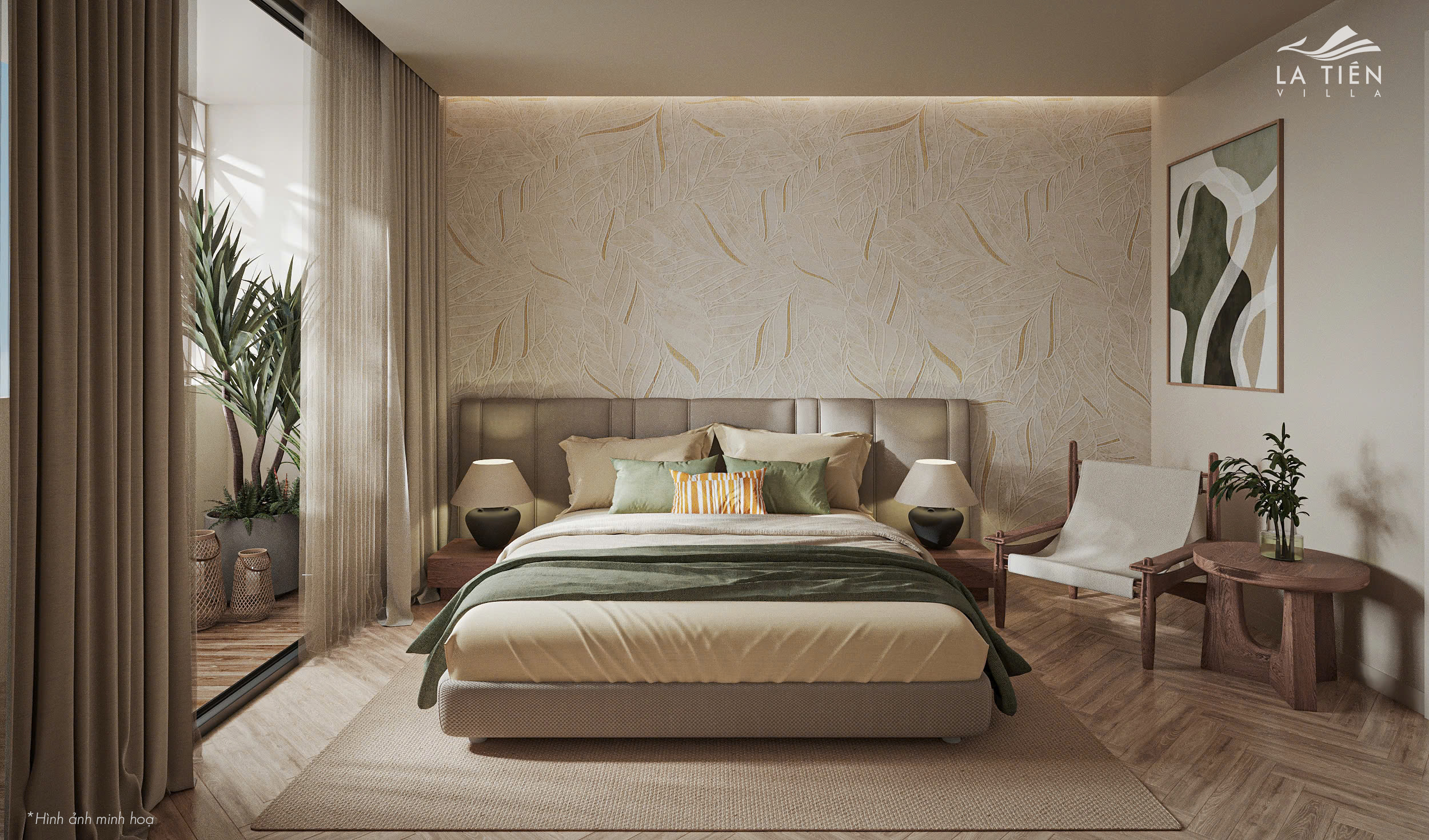 Phòng ngủ chính hiện đại tại La Tiên Villa