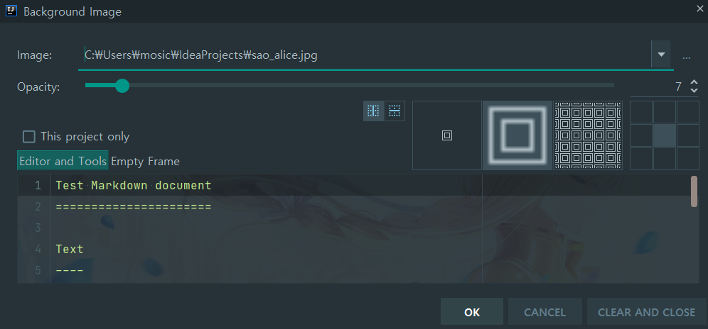 intellij-배경설정