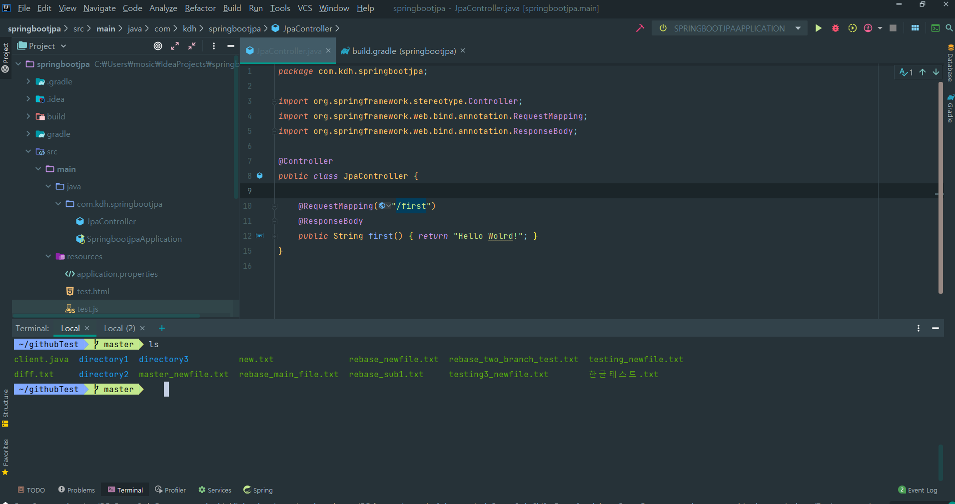 intellij-터미널-wsl