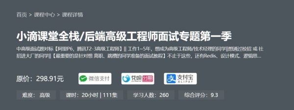 小D课堂全栈-后端高级工程师面试专题第一季，对标阿里P6，腾讯T2-3 价值298元