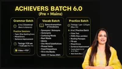 ACHIEVERS BATCH 6.O + 5.0 + 4.0 (Pre + Mains) (Recorded Batch) by Rani Mam Course All Competition Classes