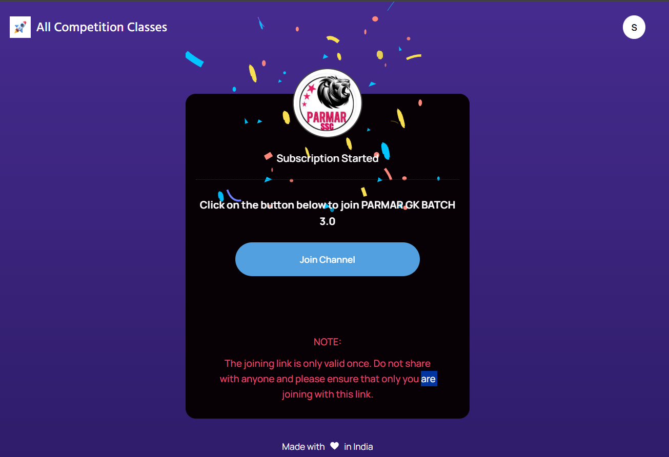 Payment confirmation screen with confetti