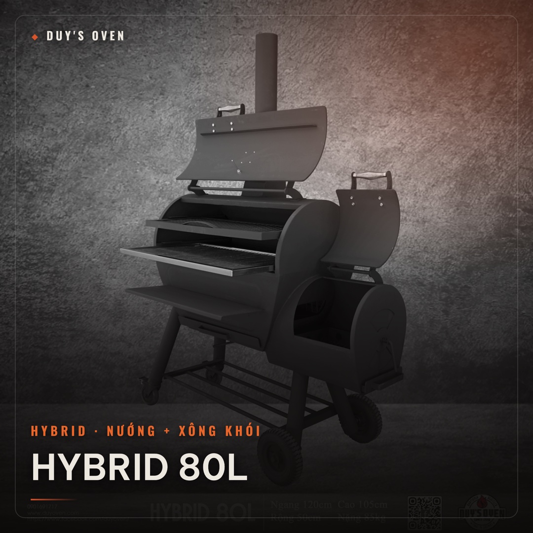 Lò nướng than tách khói Hybrid 80L