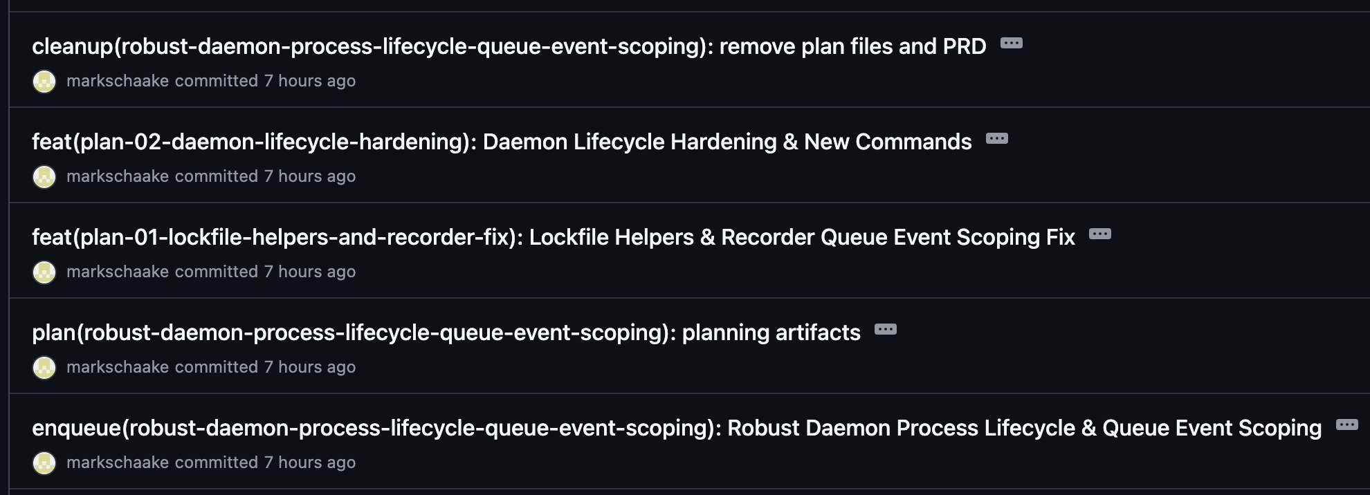 eforge commits from a multi-plan build
