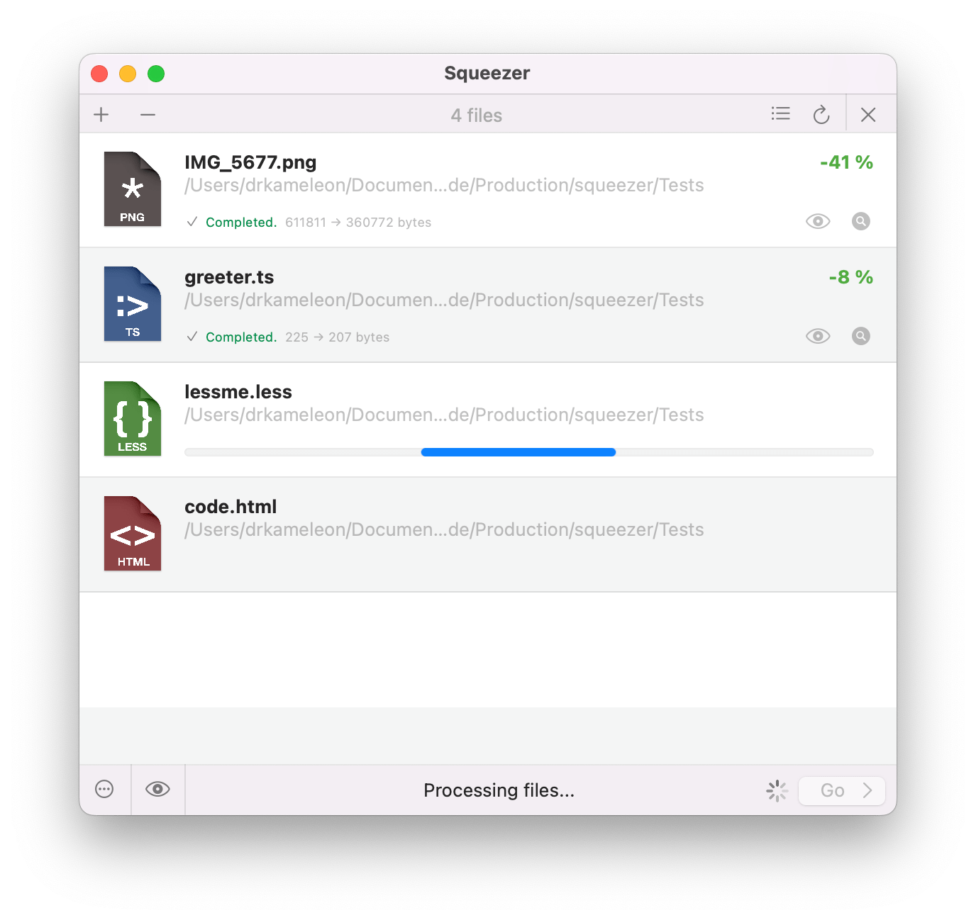 Squeezer Minify. Compile. Compress.