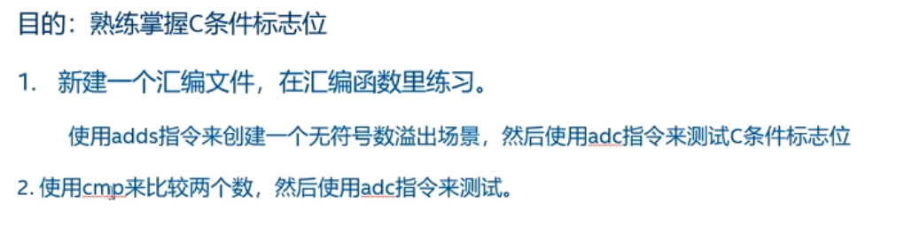 练习1：adds和cmp指令的C条件标志位