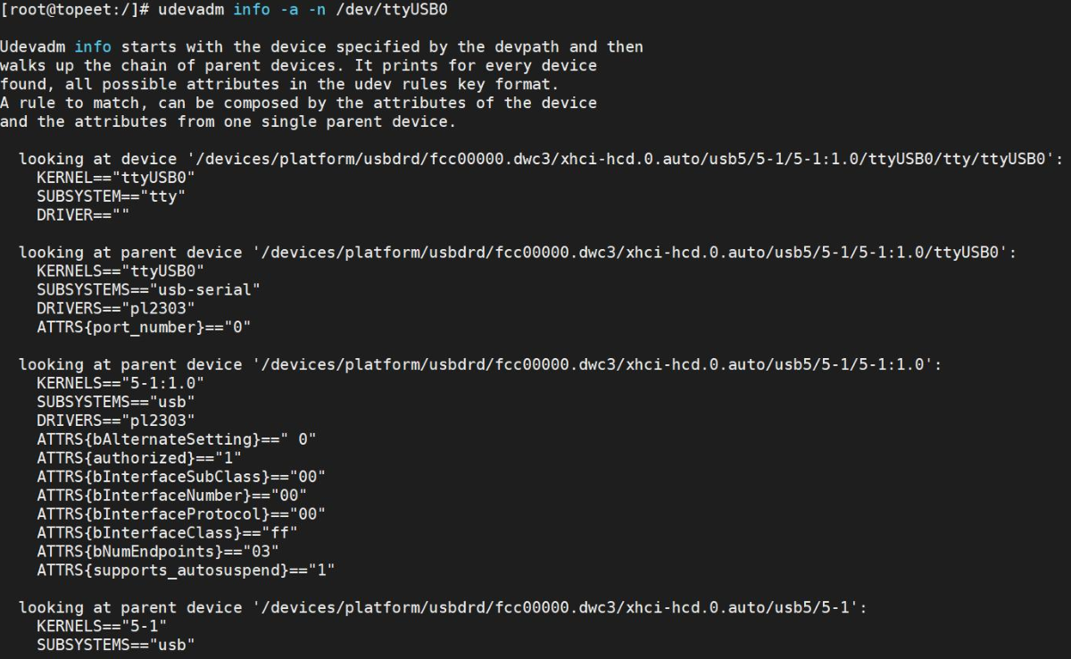 udevadm info -a -n /dev/ttyUSB0