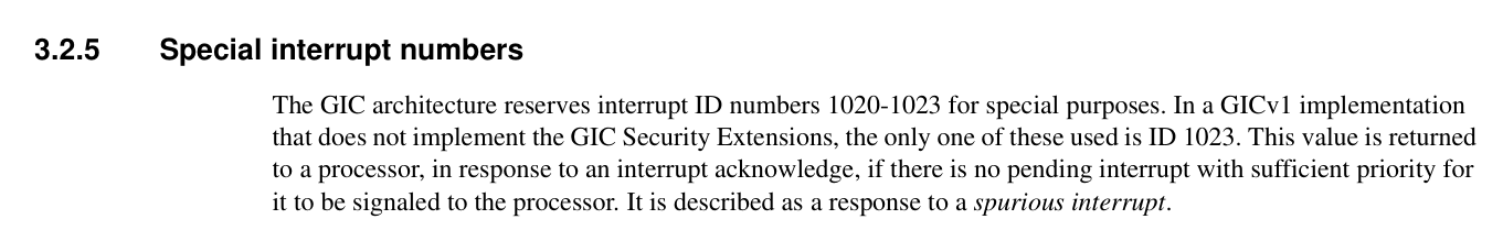 Special Interrupt numbers