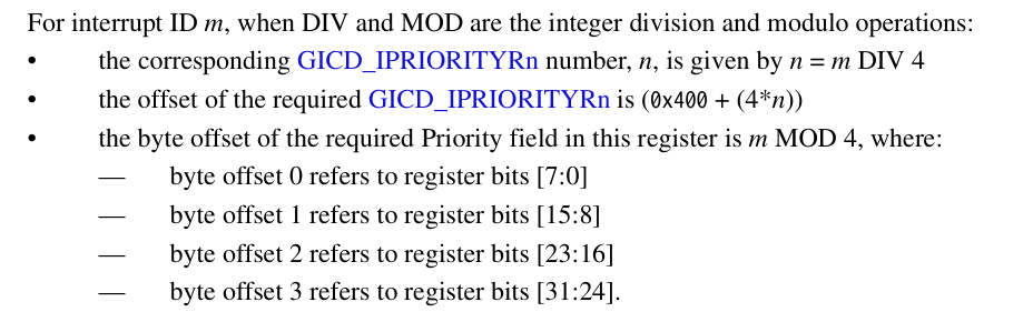 GICD_IPRIORITYRn地址计算