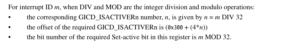 GICD_ISACTIVERn计算