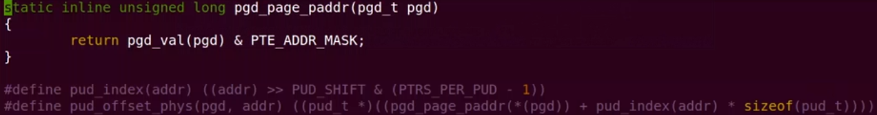 通过地址addr查找PUD的表项