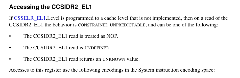 accessing CCSIDR2_EL1