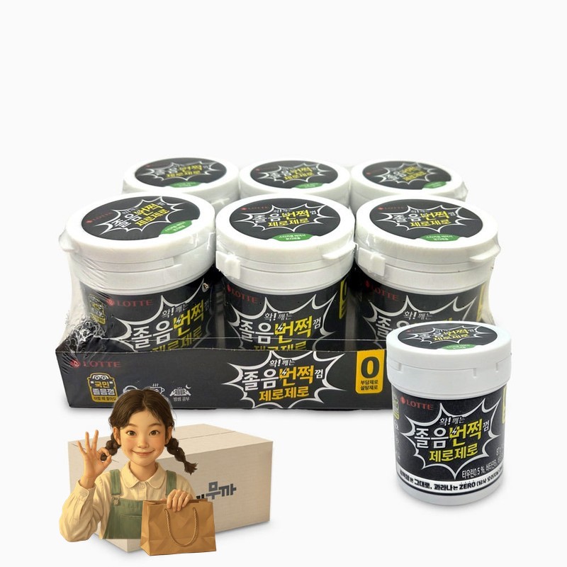 롯데 제로제로 졸음 번쩍껌 87g x 6개 1박스-4통