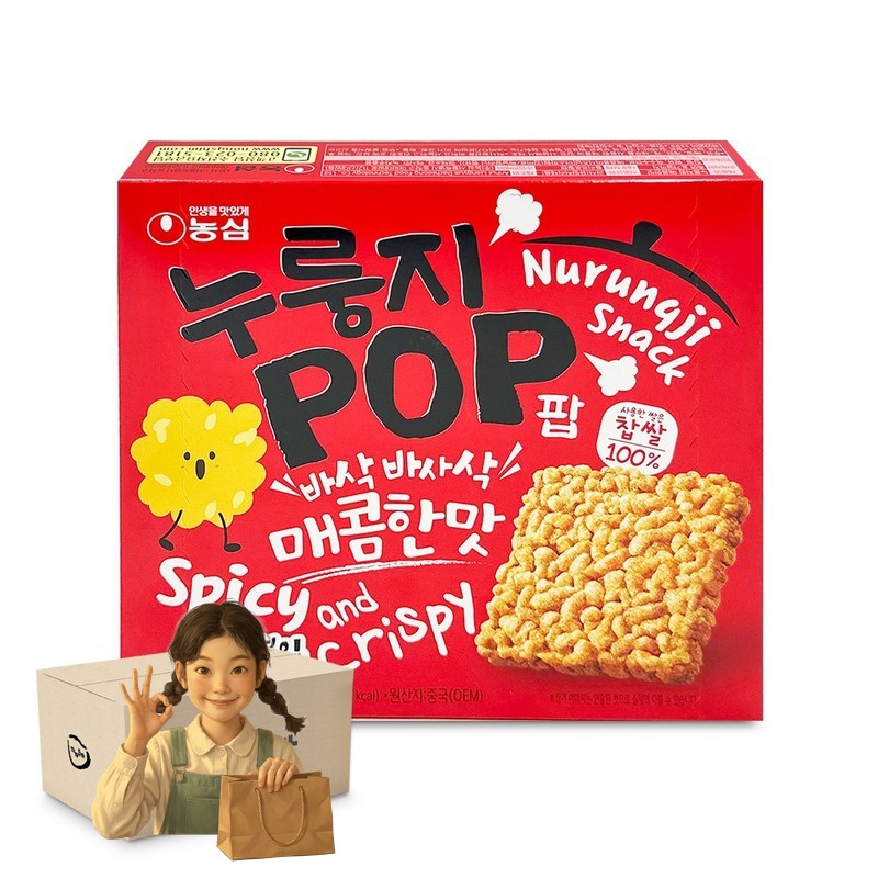 농심 누룽지팝 매콤한 맛 142g 1박스 - 16개