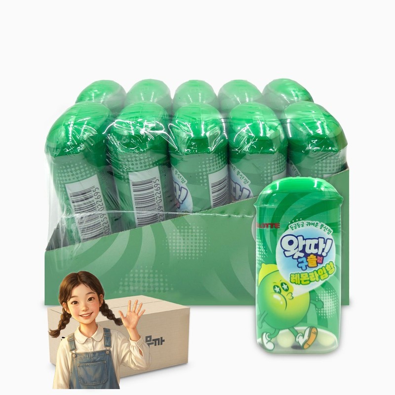 롯데 왓따 구슬껌 레몬라임향 15g x 10개 1박스-12통