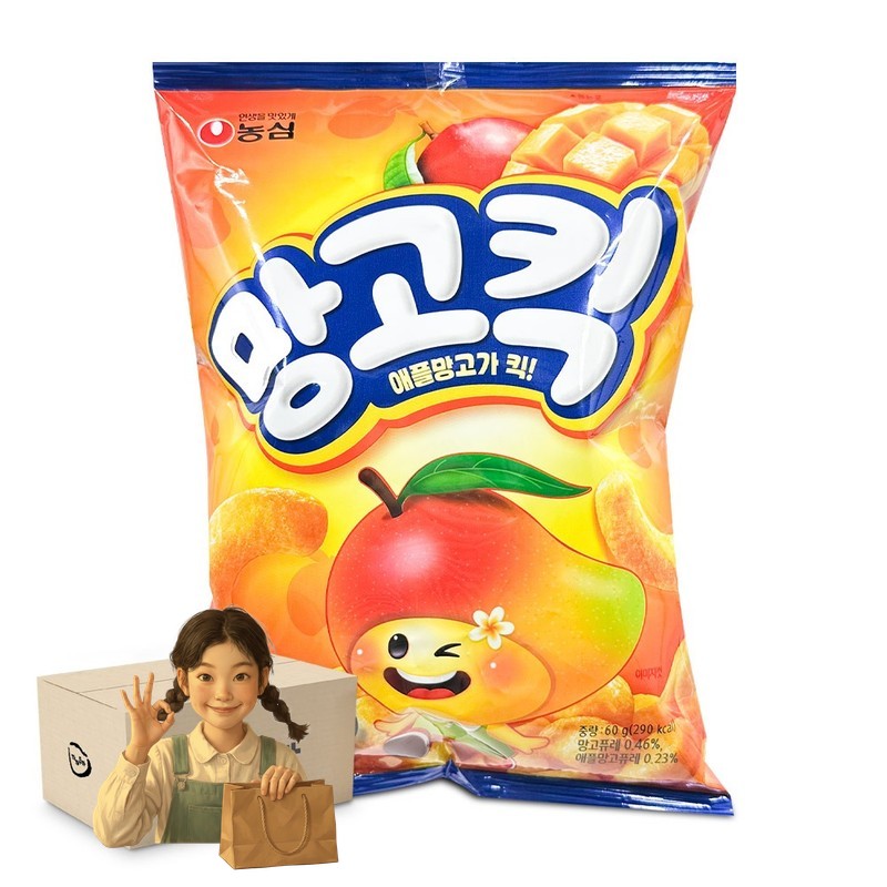 농심 망고킥 60g 1박스-16개 스낵 학생간식
