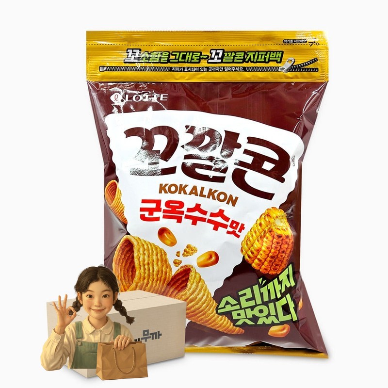 롯데 꼬깔콘 지퍼백 군옥수수맛 235g 1박스-6개 스낵 야식